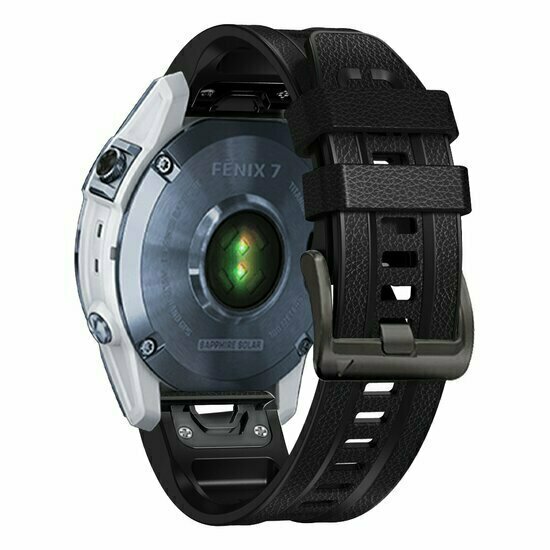 Leder- und Silikonarmband - Schwarz - Garmin Fenix 9 / 9 pro - 47mm