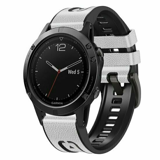Leder- und Silikonarmband - Wei&szlig; - Garmin Fenix 9 / 9 pro - 47mm