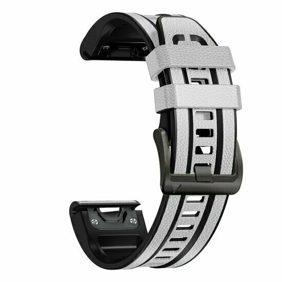 Leder- und Silikonarmband - Wei&szlig; - Garmin Fenix 9 / 9 pro - 47mm
