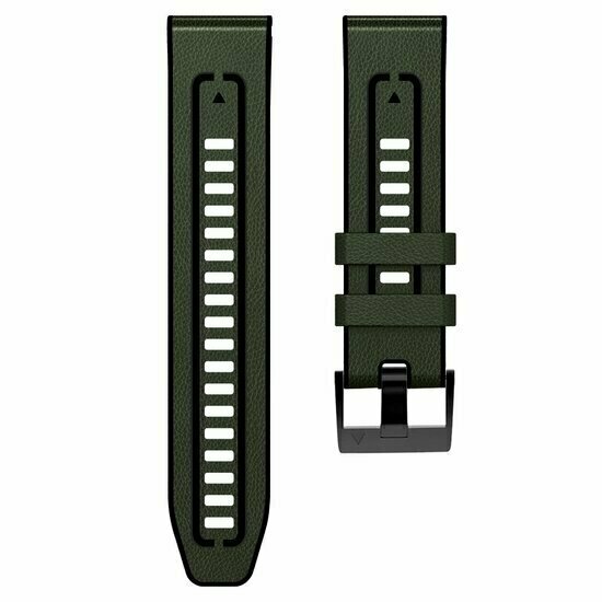 Leder- und Silikonarmband - Gr&uuml;n - Garmin Fenix 9 / 9 pro - 47mm