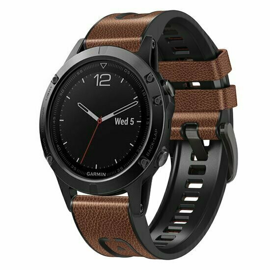 Leder- und Silikonarmband - Braun - Garmin Fenix 9 / 9 pro - 47mm