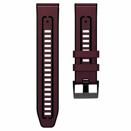 Leder- und Silikonarmband - Bordeaux - Garmin Fenix 9 / 9 pro - 47mm