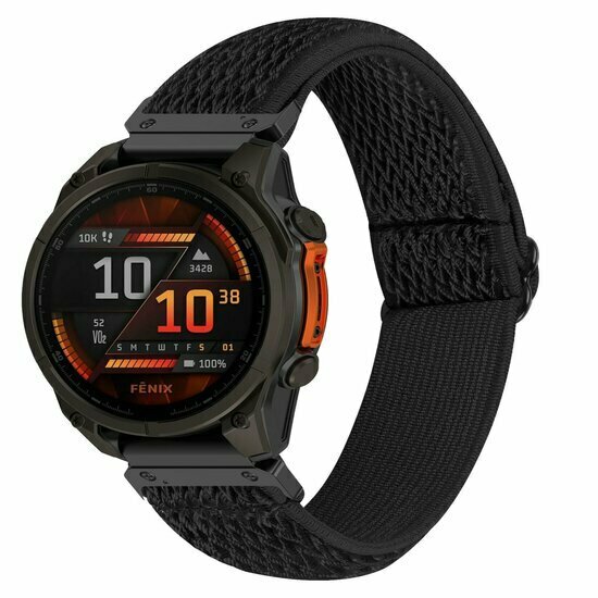 Elastisches Solo Loop Nylonarmband - Schwarz - Garmin Fenix 9 / 9 pro - 47mm