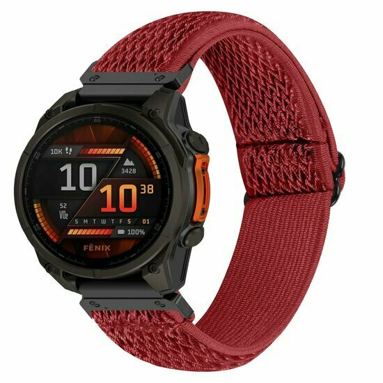 Elastisches Solo Loop Nylonarmband - Rot - Garmin Fenix 9 / 9 pro - 47mm