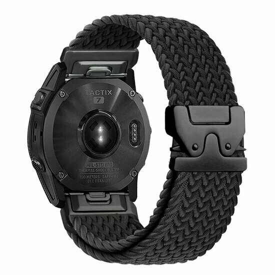 Geflochtenes Nylonarmband mit Fallschirmschnallenverschluss - Schwarz - Garmin Fenix 9 / 9 pro - 47mm