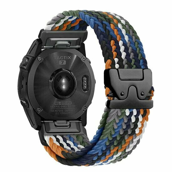 Geflochtenes Nylonarmband mit Fallschirmschnallenverschluss - Mehrfarbig Dark - Garmin Fenix 9 / 9 pro - 47mm