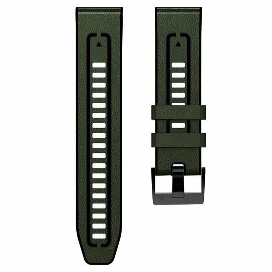 Leder- und Silikonarmband - Gr&uuml;n - Garmin Fenix 9 / 9 pro - 51mm