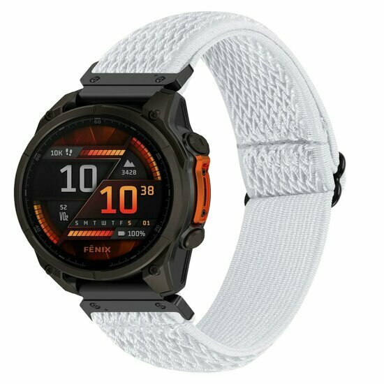 Elastisches Solo Loop Nylonarmband - Wei&szlig; - Garmin Fenix 9 / 9 pro - 51mm