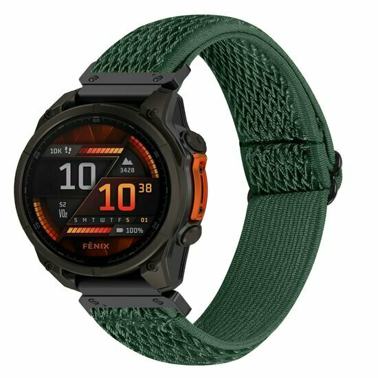 Elastisches Solo Loop Nylonarmband - Dunkelgr&uuml;n - Garmin Fenix 9 / 9 pro - 51mm
