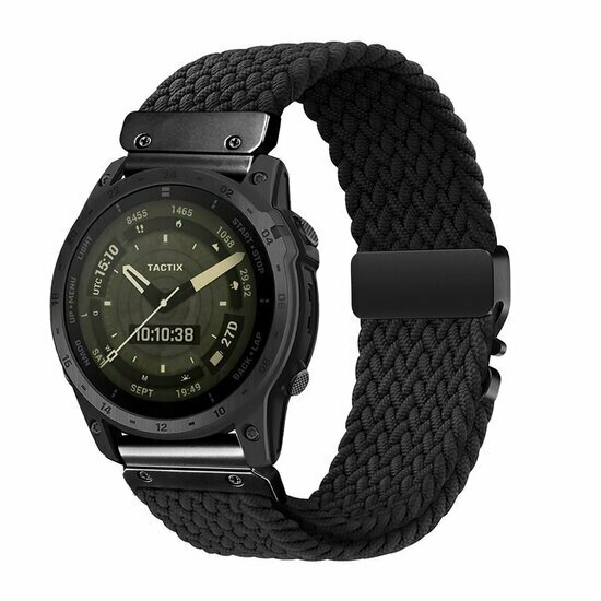 Geflochtenes Nylonarmband mit Fallschirmschnallenverschluss - Schwarz - Garmin Fenix 9 / 9 pro - 51mm