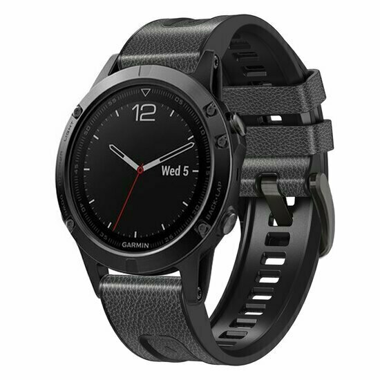 Leder + Silikonarmband - Dunkelgrau - Garmin Instinct 3 / Instinct E - 45mm
