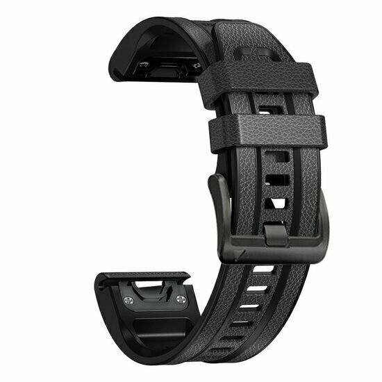 Leder + Silikonarmband - Dunkelgrau - Garmin Quatix 8 - 47mm