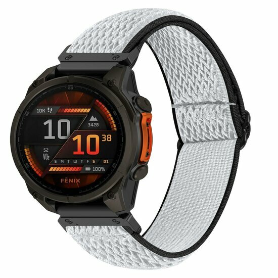 Elastisches Solo Loop Nylonarmband - Wei&szlig; mit Schwarz - Garmin Quatix 8 - 47mm