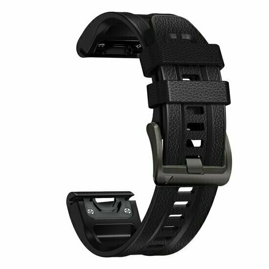 Leder + Silikonarmband - Schwarz - Garmin Quatix 8 - 47mm
