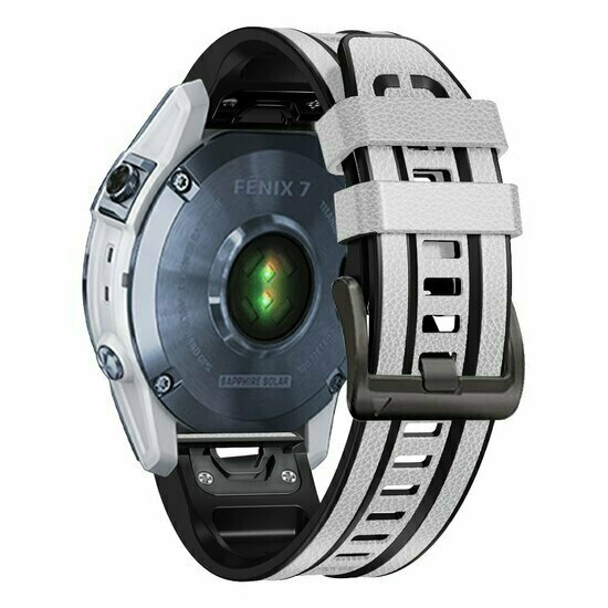 Leder + Silikonarmband - Wei&szlig; - Garmin Quatix 8 - 47mm