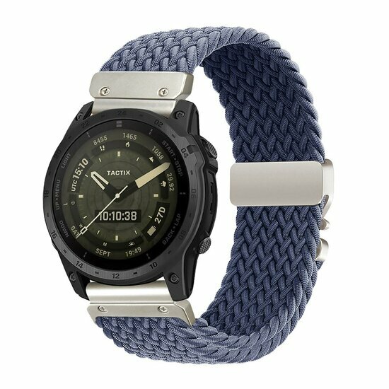 Geflochtenes Nylonarmband mit Fallschirmschnallenverschluss - Blaugrau - Garmin Quatix 8 - 47mm