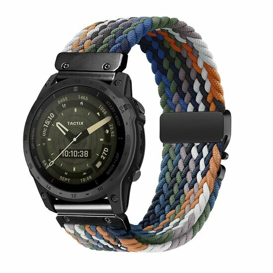 Geflochtenes Nylonarmband mit Fallschirmschnallenverschluss - Mehrfarbig Dark - Garmin Quatix 8 - 47mm