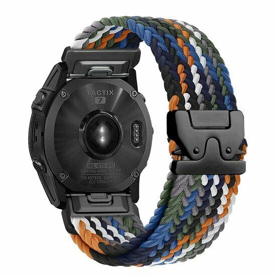 Geflochtenes Nylonarmband mit Fallschirmschnallenverschluss - Mehrfarbig Dark - Garmin Quatix 8 - 47mm