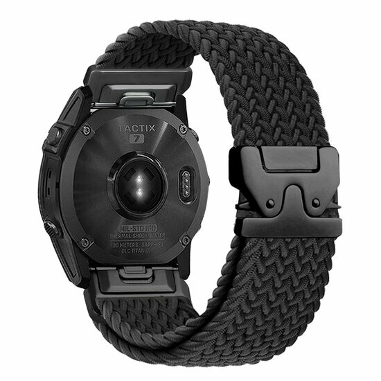 Geflochtenes Nylonarmband mit Fallschirmschnallenverschluss - Schwarz - Garmin Quatix 8 - 47mm