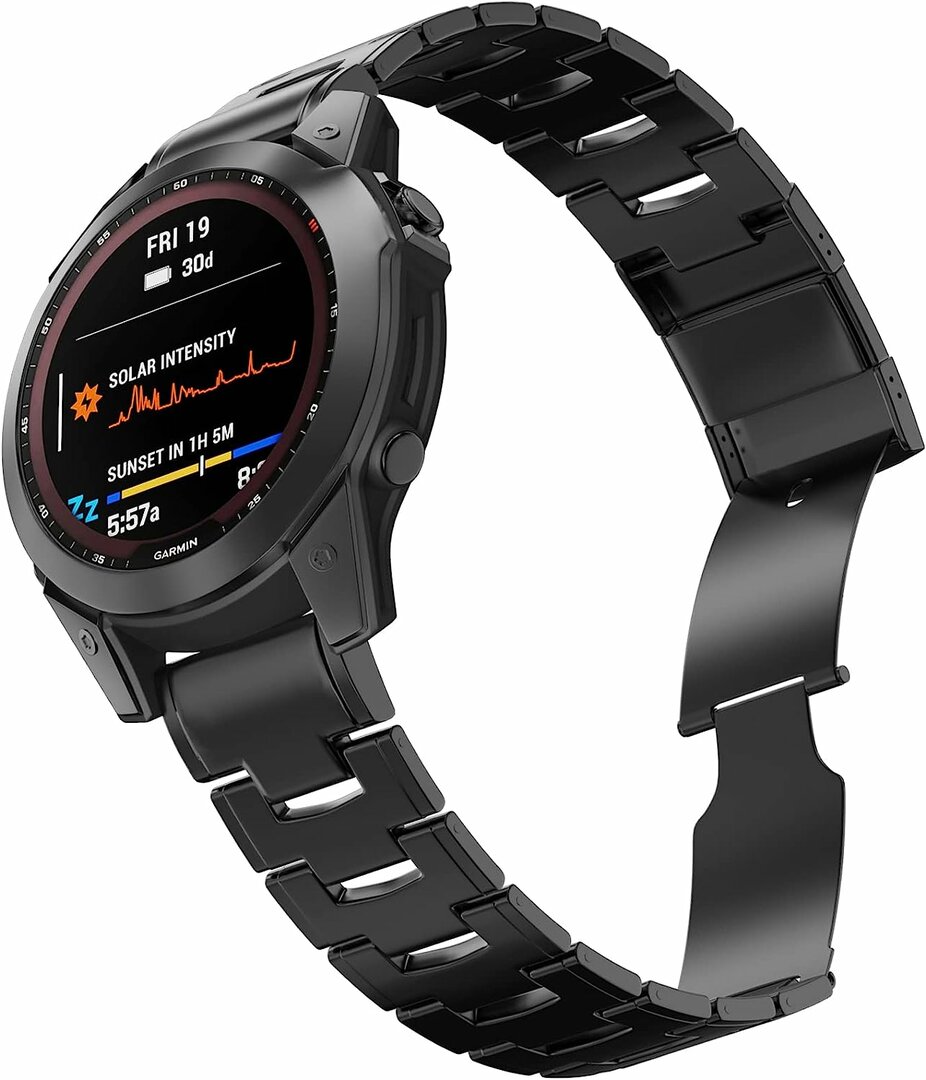 Titan-Gliederarmband - Schwarz - Garmin Quatix 8 - 47mm