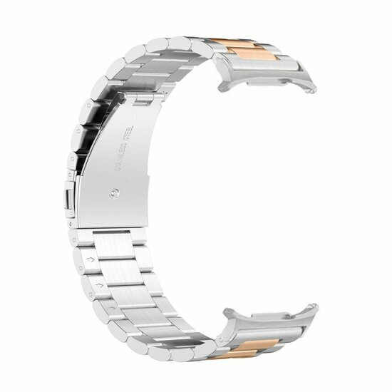 Edelstahl-Gliederarmband - Silber mit Champagnergold - Samsung Galaxy Watch 9 - 40mm / 44mm