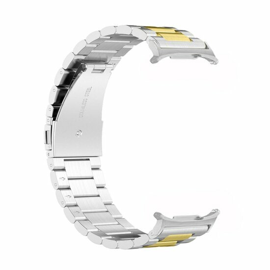 Edelstahl-Gliederarmband - Silber mit Gold - Samsung Galaxy Watch 9 - 40mm / 44mm