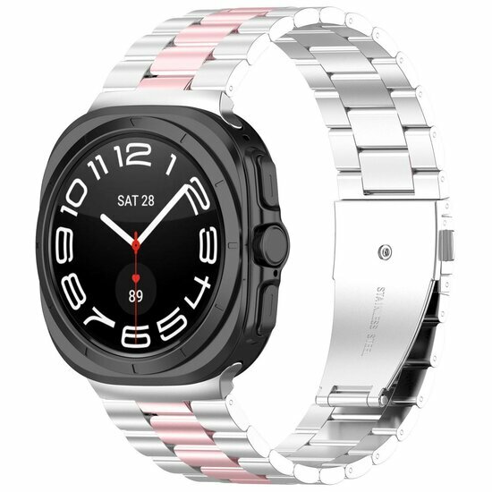 Edelstahl-Gliederarmband - Silber mit Ros&eacute;gold - Samsung Galaxy Watch 9 - 40mm / 44mm