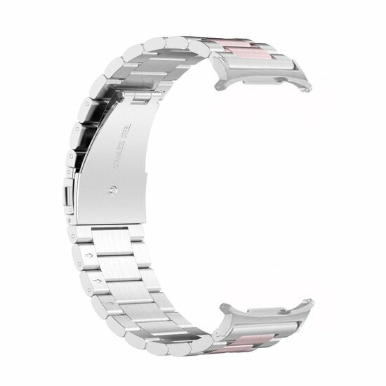 Edelstahl-Gliederarmband - Silber mit Ros&eacute;gold - Samsung Galaxy Watch 9 - 40mm / 44mm
