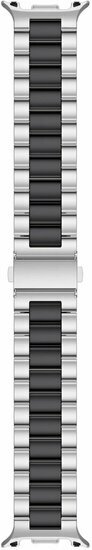 Edelstahl-Gliederarmband - Silber mit Schwarz - Samsung Galaxy Watch 9 - 40mm / 44mm