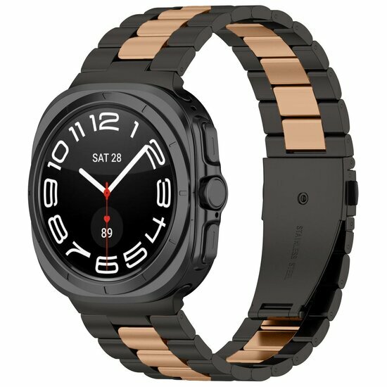 Edelstahl-Gliederarmband - Schwarz mit Champagnergold - Samsung Galaxy Watch 9 - 40mm / 44mm