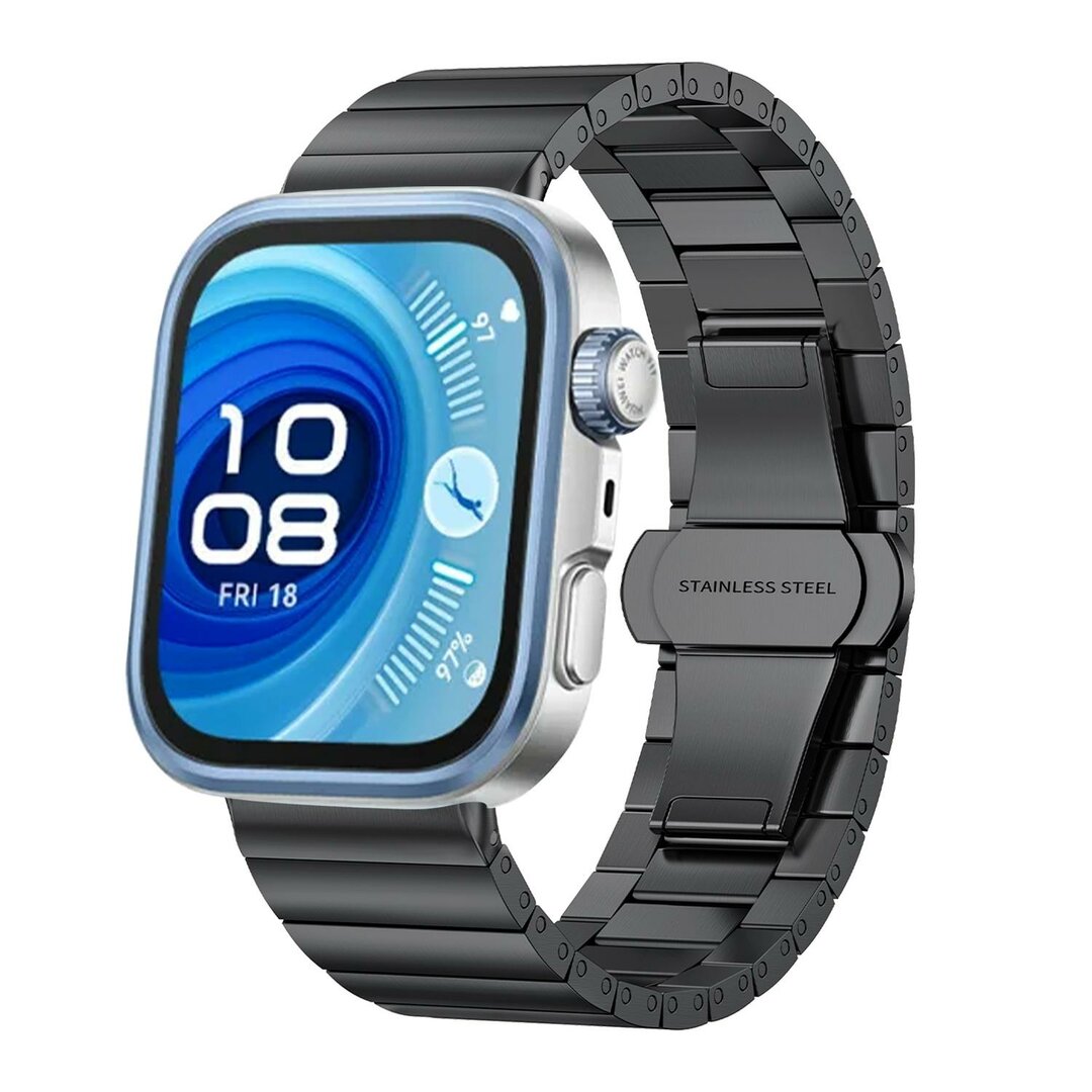 Edles Edelstahl-Gliederarmband - Schwarz - Huawei Watch Fit 5 / 4 / 3