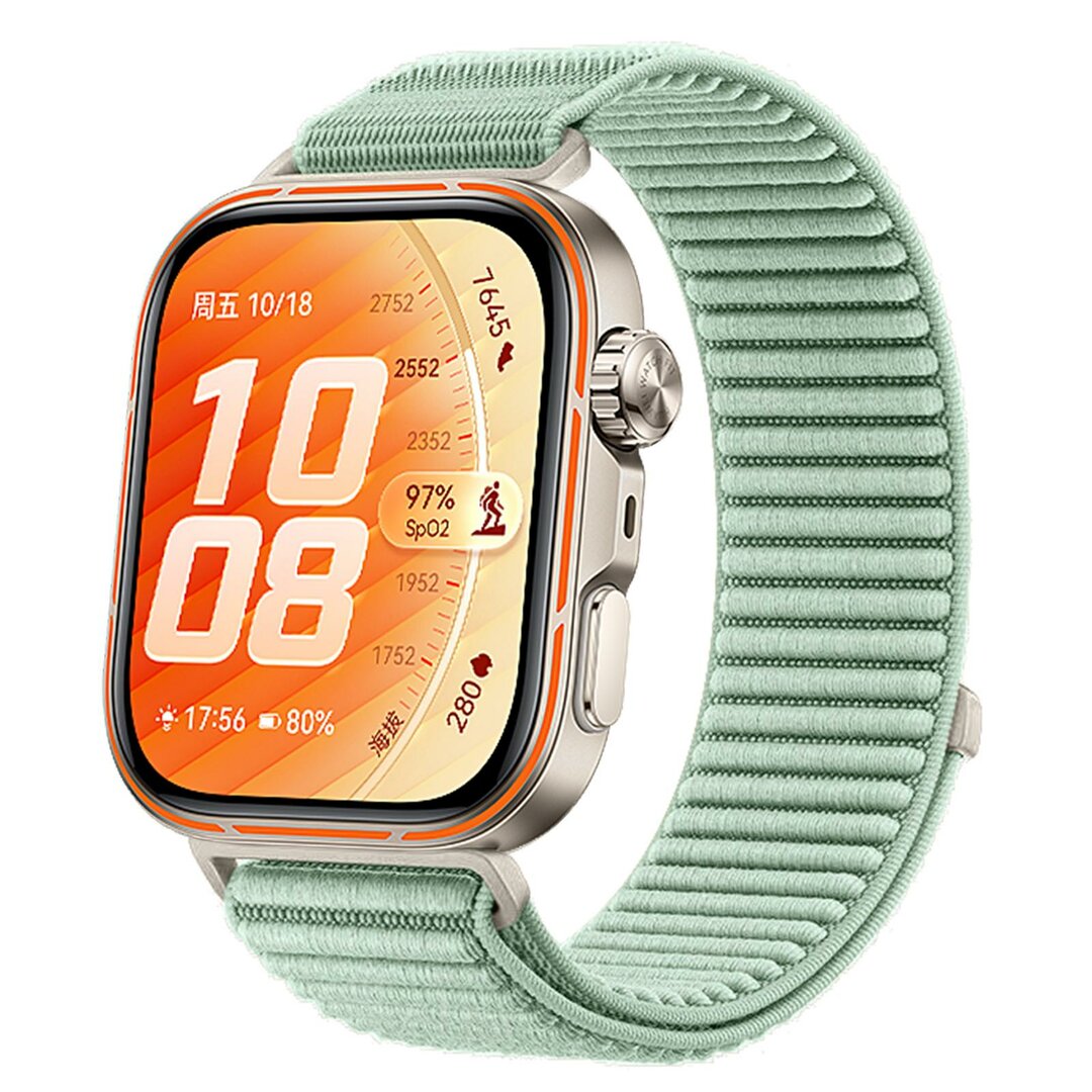 Geripptes Nylonarmband - Mintgr&uuml;n - Huawei Watch Fit 5 / 4 / 3