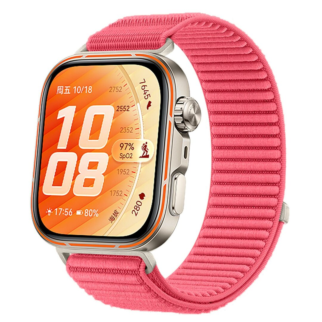Geripptes Nylonarmband - Koralle - Huawei Watch Fit 5 / 4 / 3