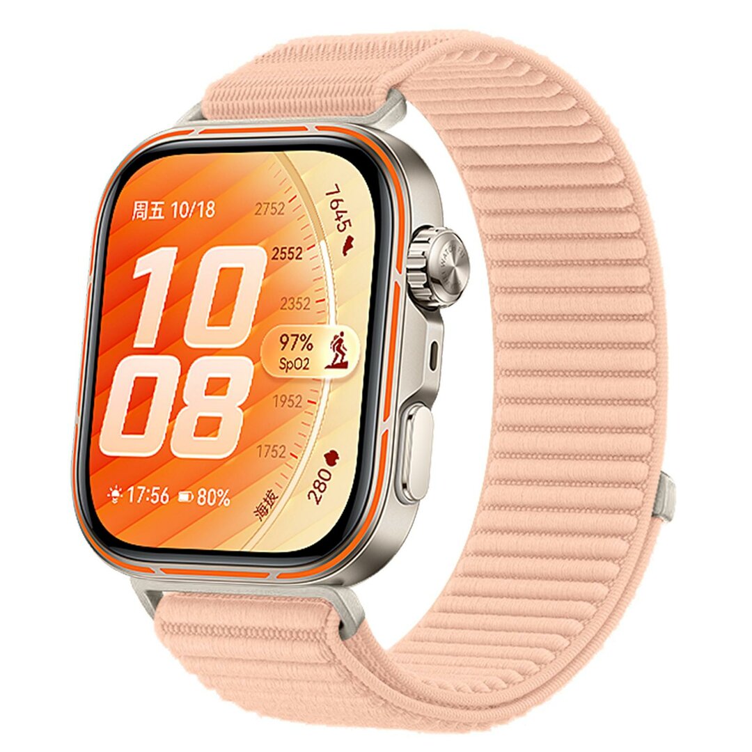 Geripptes Nylonarmband - Hellrosa - Huawei Watch Fit 5 / 4 / 3