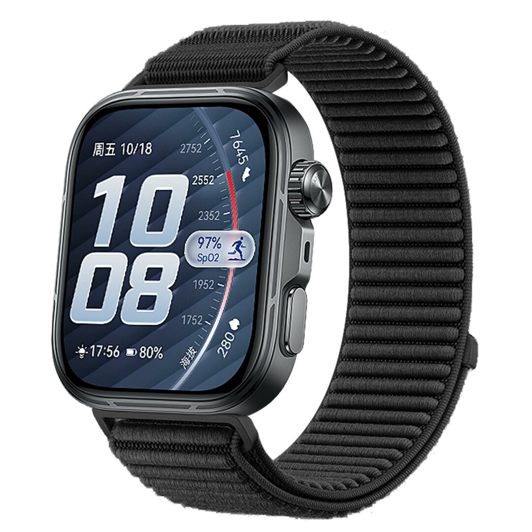 Geripptes Nylonarmband - Schwarz - Huawei Watch Fit 5 / 4 / 3