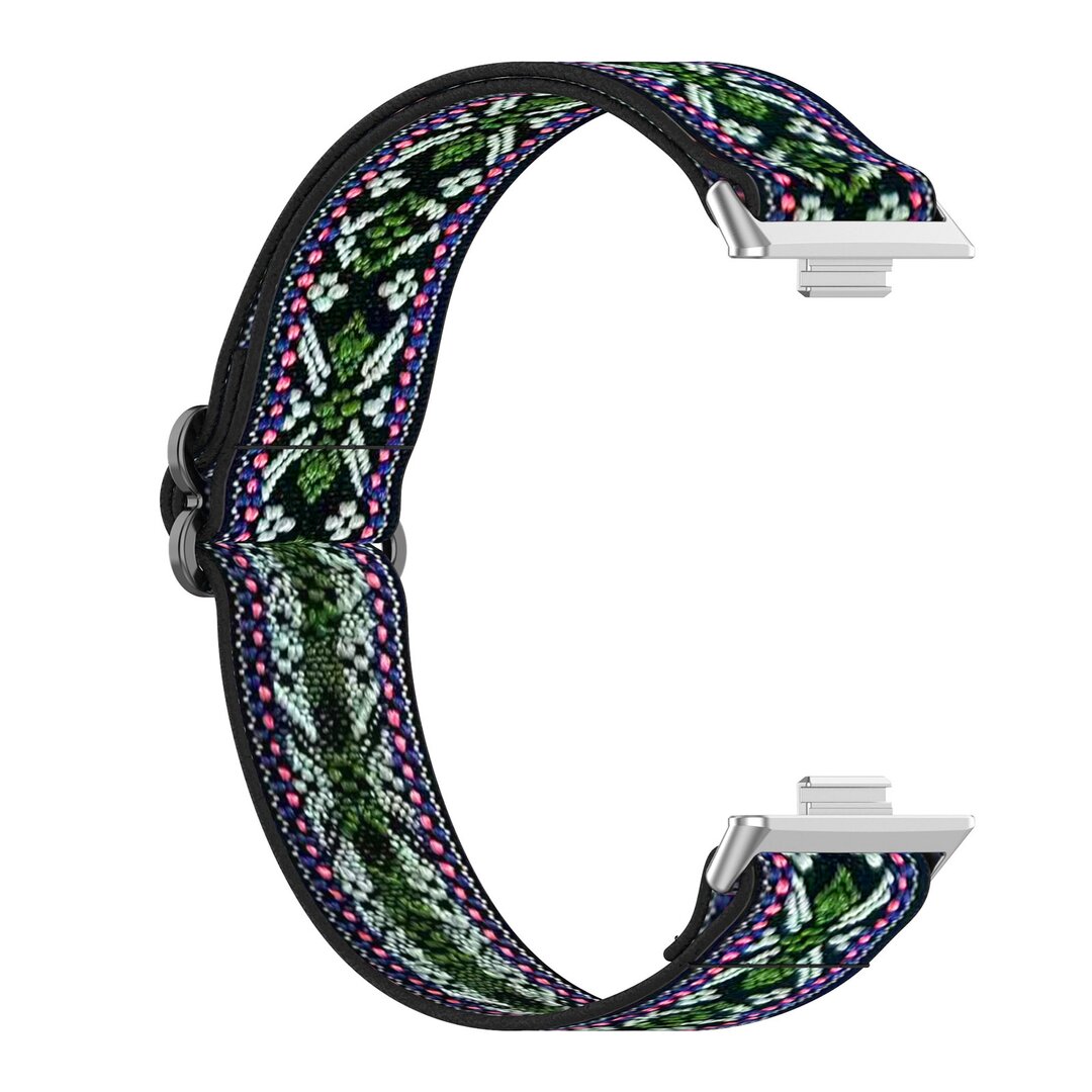 Elastisches Nylonband - Bohemian gr&uuml;n - Huawei Watch Fit 3 / Fit 4