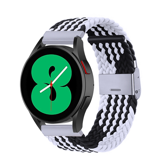 Huawei Watch 5 - 42mm - Geflochtenes Nylonarmband - Schwarz / wei&szlig; gestreift