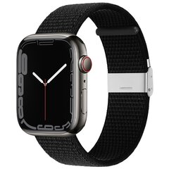 Nylonband mit Clipverschluss - Schwarz - Geeignet f&uuml;r Apple Watch 38mm / 40mm / 41mm / 42mm