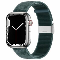 Nylonband mit Clipverschluss - Dunkelgr&uuml;n - Geeignet f&uuml;r Apple Watch 44mm / 45mm / 46mm / 49mm