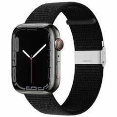 Nylonband mit Clipverschluss - Schwarz - Geeignet f&uuml;r Apple Watch 44mm / 45mm / 46mm / 49mm