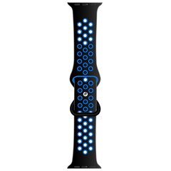 Sportarmband mit zus&auml;tzlicher Schlaufe - Schwarz + Blau - Geeignet f&uuml;r Apple Watch 44mm / 45mm / 46mm / 49mm