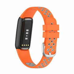 Fitbit Luxe - Silikon-Sportband - Gr&ouml;&szlig;e: Large - Orange + grau