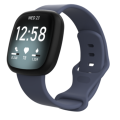 Fitbit Versa 3 &amp; 4 / Sense 1 &amp; 2 Sportband - Grau-Blau - Gr&ouml;&szlig;e: M/L