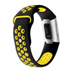 Fitbit Charge 3 &amp; 4 Silikon DOT Armband - Gelb/Schwarz - Gr&ouml;&szlig;e: Gro&szlig;