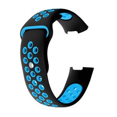 Fitbit Charge 3 &amp; 4 Silikon DOT Armband - Blau/Schwarz - Gr&ouml;&szlig;e: Gro&szlig;