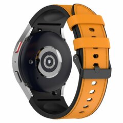 Leder + Silikonarmband - Gr&ouml;&szlig;e: gro&szlig; - Ocker - Samsung Galaxy Watch 4 - 40mm &amp; 44mm