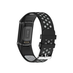 FitBit Charge 5 &amp; 6 Sportarmband mit Schnalle - Schwarz/Grau - Zweifarbig - Gr&ouml;&szlig;e: L