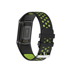 FitBit Charge 5 &amp; 6 Sportarmband mit Schnalle - Schwarz/Gr&uuml;n - Zweifarbig - Gr&ouml;&szlig;e: L