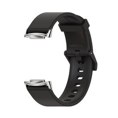 FitBit Charge 5 &amp; 6 Extra weiches Silikonband - Schwarz + silberner Anschluss
