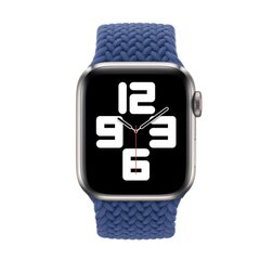 Geflochtenes Solo Loop Armband - Gr&ouml;&szlig;e: M - Blau - Geeignet f&uuml;r Apple Watch 44mm / 45mm / 46mm / 49mm